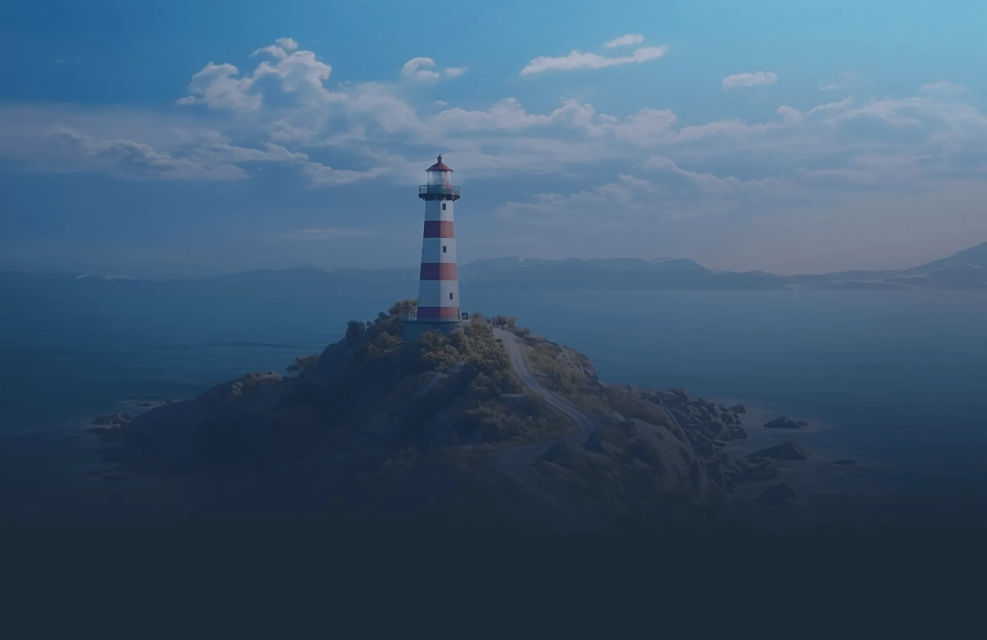 A lighthouse on a rocky island